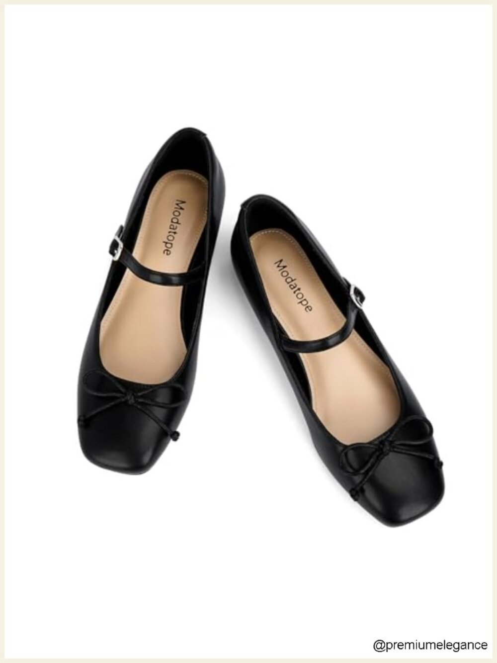 Women's Square Toe Mary Jane Flats with Adjustable Buckle, Cushioned Faux